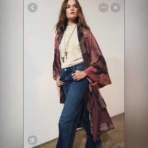 🔥🔥Zara Flowy Mauve Tie-Dye Kimono Duster